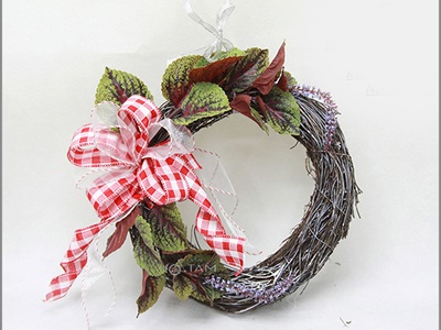 Vòng nguyệt quế Noel nửa vòng thắt nơ ĐK30cm VNGQ-X-43